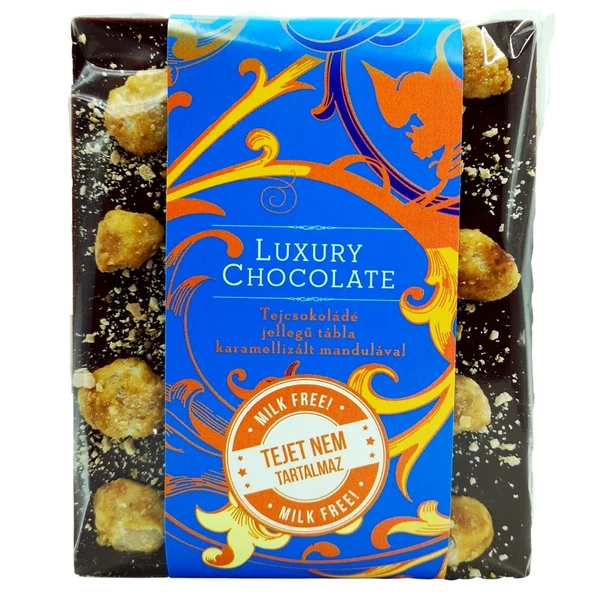 Tejmentes tejcsokoládé jellegű tábla karamellizált mandulával 65g