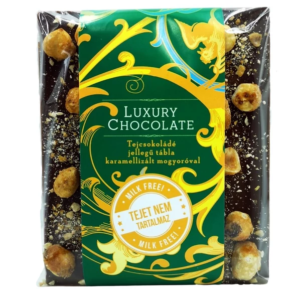Tejmentes tejcsokoládé jellegű tábla karamellizált mogyoróval 65g