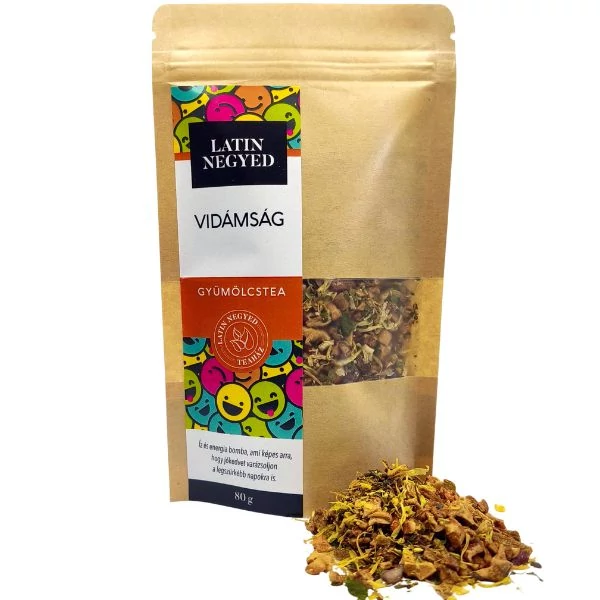 Vidámság gyümölcstea 80g kraft tasakban 