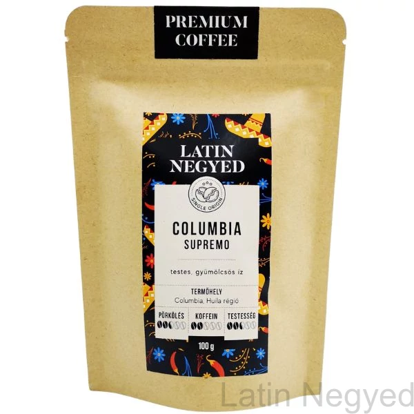 Columbia Supremo kávé 100g kraft tasakban