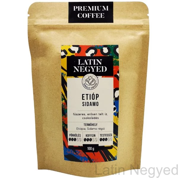 Etióp Sidamo kávé 100g kraft tasakban