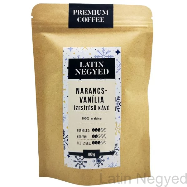 Narancs-vanília ízesítésű kávé kraft tasakban 100G