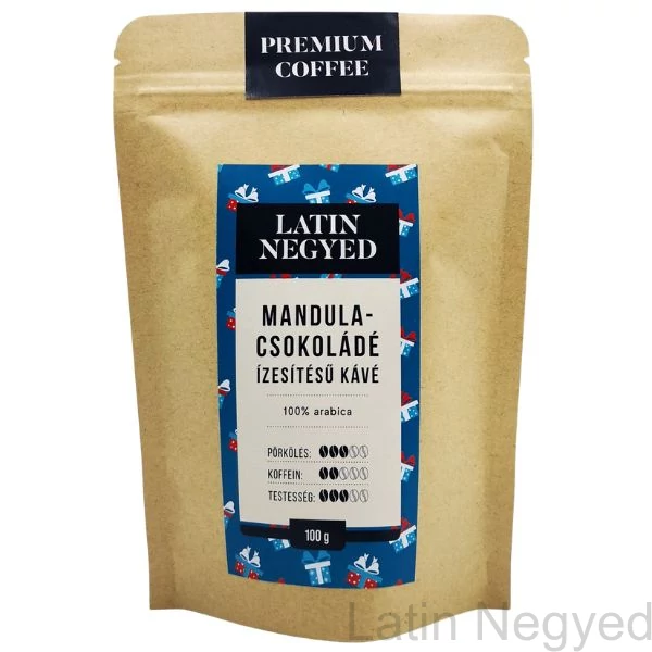 Mandula-csokoládé ízesítésű kávé kraft tasakban 100g